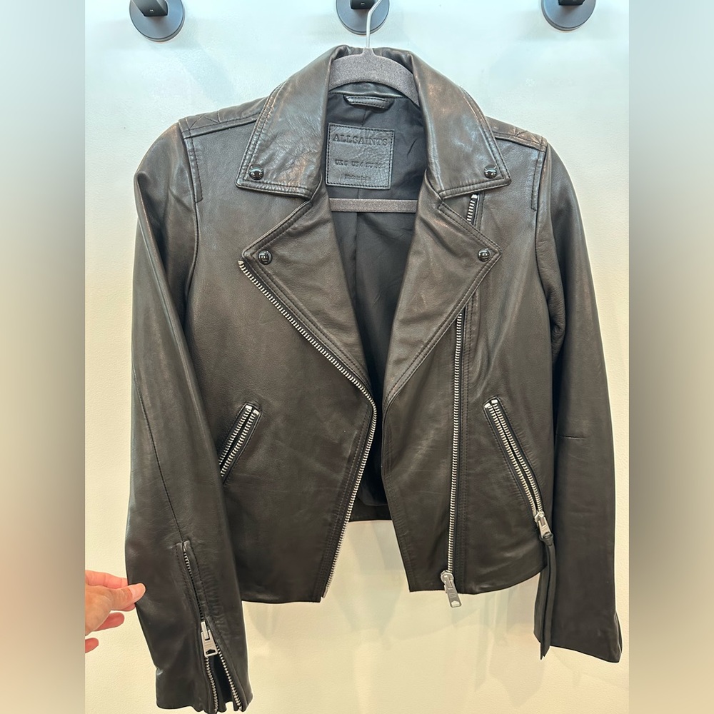 All Saints Dalby Leather Biker Jacket size 4